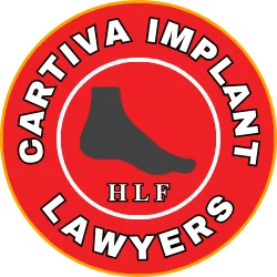 CARTIVA IMPLANT LAWYERS OF HLF logo featuring foot and big toe